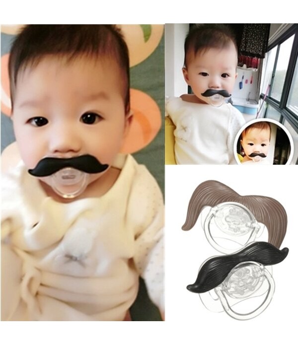 Cute Funny Mustache Baby Boy Girl Infant Dummy Pac...