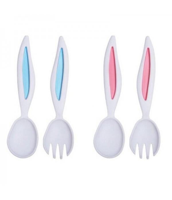 Rabbit Ears Baby Spoon and Fork Set Children Table...
