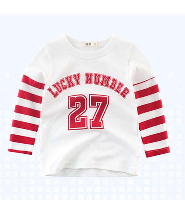 Boys Kids Sport Lucky Number Print Striped Patchwo...