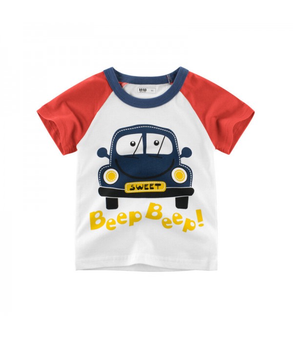Boys Kids Car Printed Short Sleeve T-Shirts For 3Y...