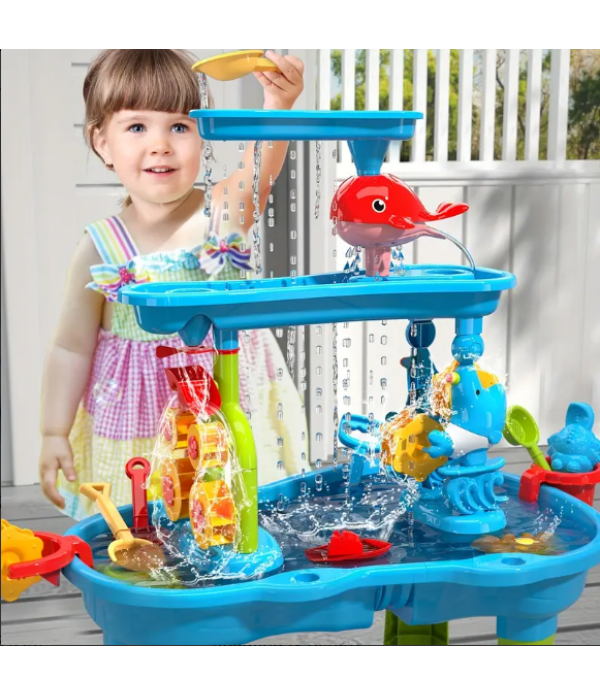 Kids Sand Water Table For Toddlers, 3-Tier Sand An...